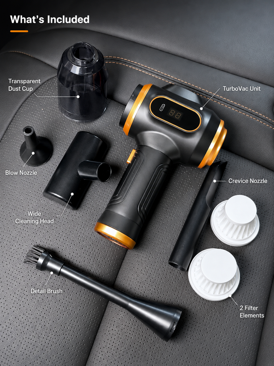 3-in-1 Brushless Cordless Car Vacuum Cleaner