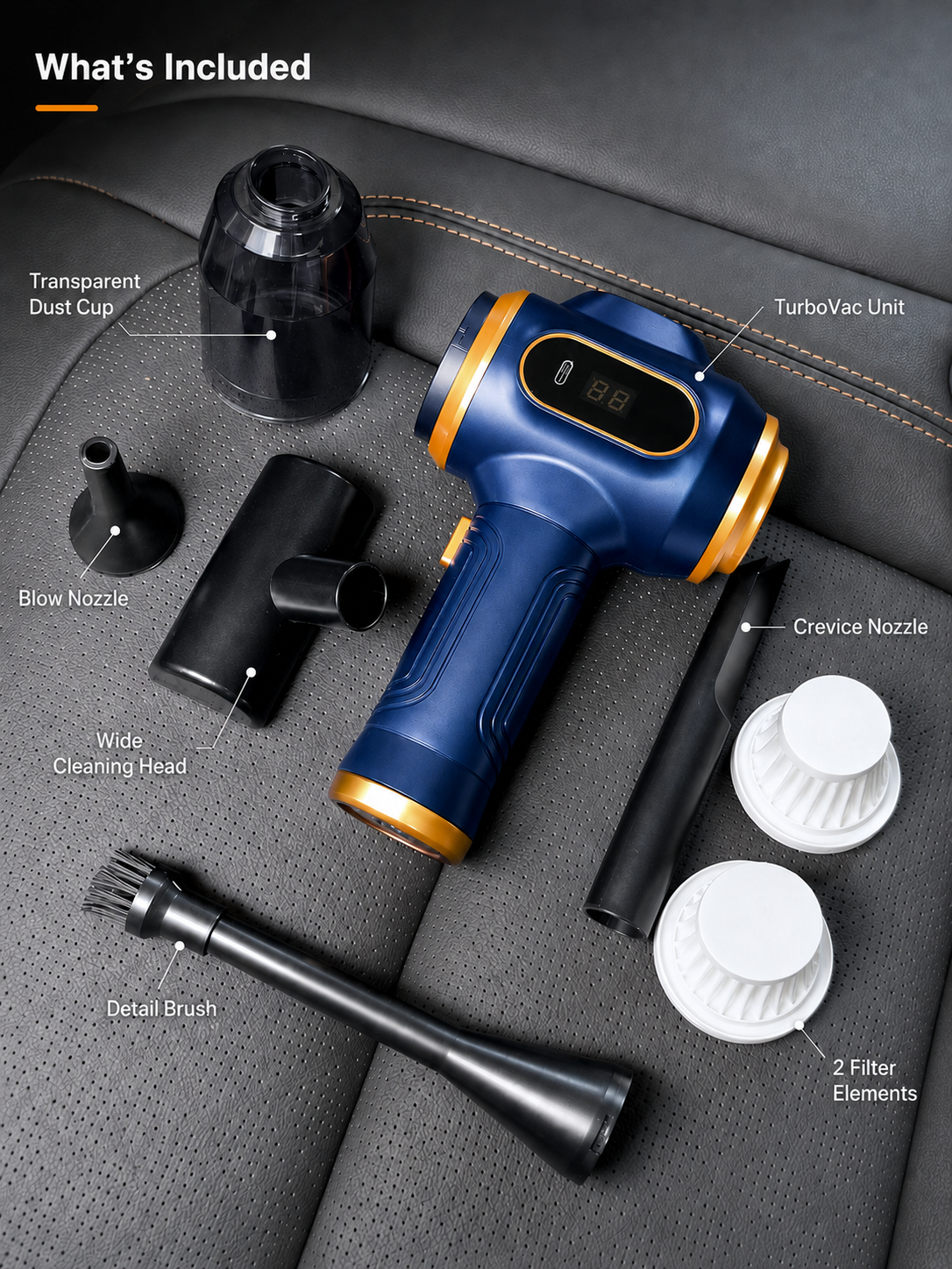 3-in-1 Brushless Cordless Car Vacuum Cleaner