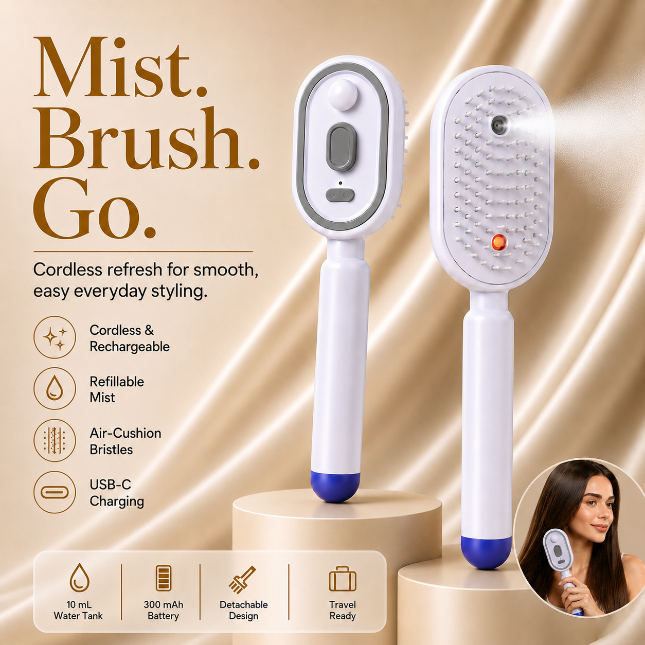 Electric Hairbrush Straightener