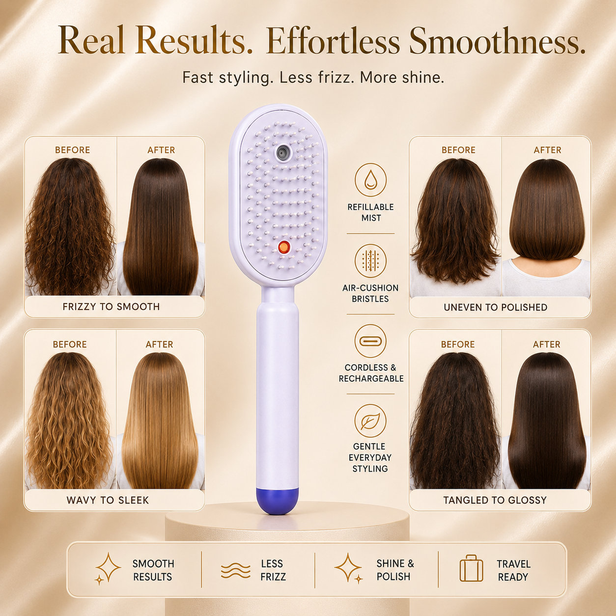 Electric Hairbrush Straightener