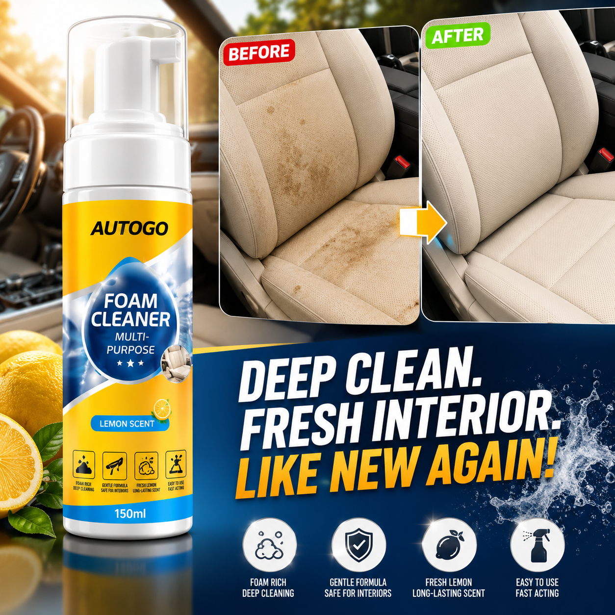 AUTOGO Multi-Purpose Foam Cleaner Spray